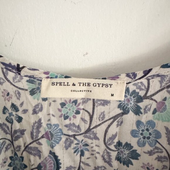 Spell & The Gypsy Purple Blue Floral Midi Dahlia Dress M - Picture 5 of 7